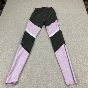 Alo Yoga Colorblock High Waist Ribbed Leggings Charcoal Lavender Purple Mint XS*